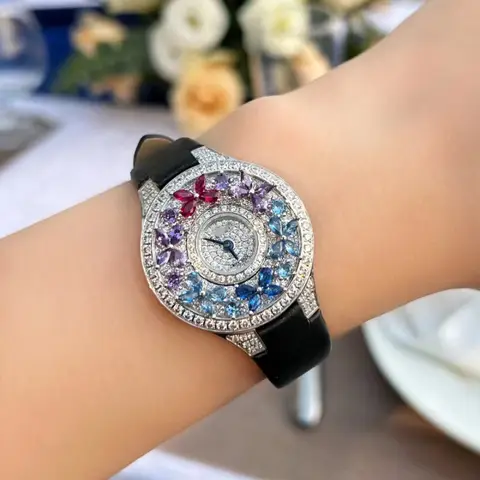 Luxury Colorful Women's Watch Quality Jewel Wristwatch Bracelet Elegant Timepiece for Ladies Luxury Brands Quartz Watches clock