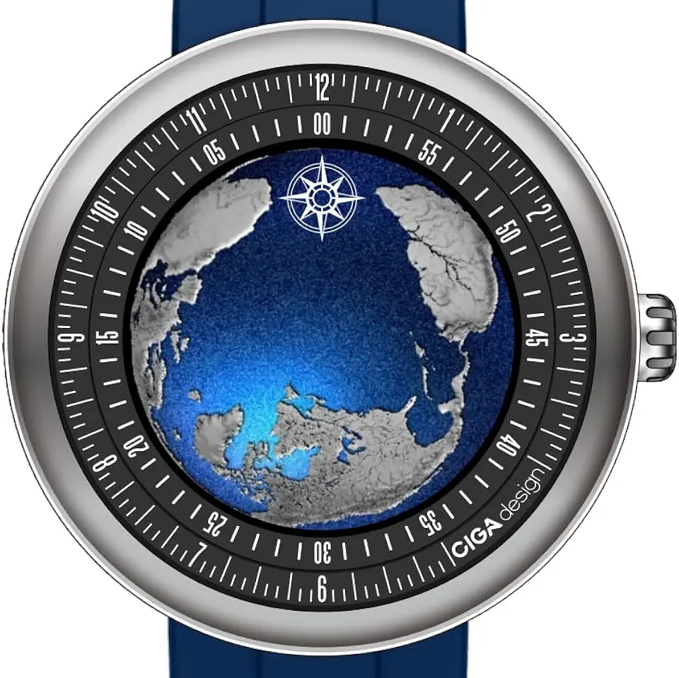 CIGA Design Mechanical 自動機械 手錶 Blue Planet â¡Â·Atlantic, 鈦金屬 43mm, 藍寶石 水晶 Fluororubber Strap 手錶es ...
