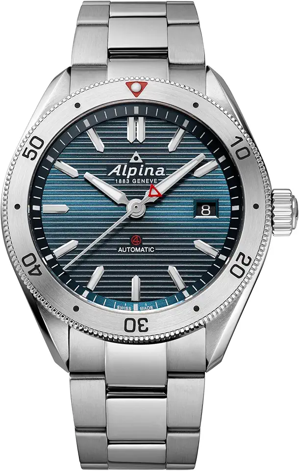 Alpina 男士's 自動機械 Alpiner 手錶, Silver-Tone 不鏽鋼 錶帶, Blue Dial, Date Style: AL-525NS4AQ6B