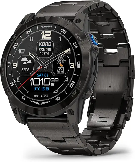 Garmin D2™ Mach 1 Pro, Aviator Smart手錶 with GPS Moving Map, Aviation Weather, Health and Wellness Features, AMOLED Disp...