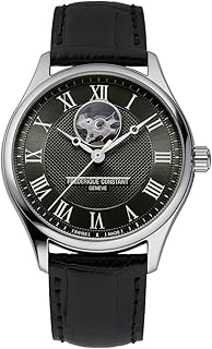 Frederique Constant 男士's 自動機械 Classics, 40mm Silver-Tone 不鏽鋼 Case with a Black 皮革 Strap and a Green...