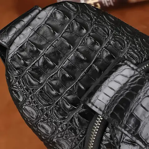 Authentic crocodile leather men's chest bag real crocodile leather men's fashion design diagonal bag business postman bag