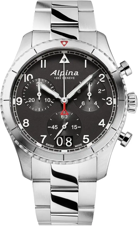 Alpina 男士's Startimer Chronograph Big Date Swiss 石英 不鏽鋼 藍寶石 水晶 手錶, 41mm